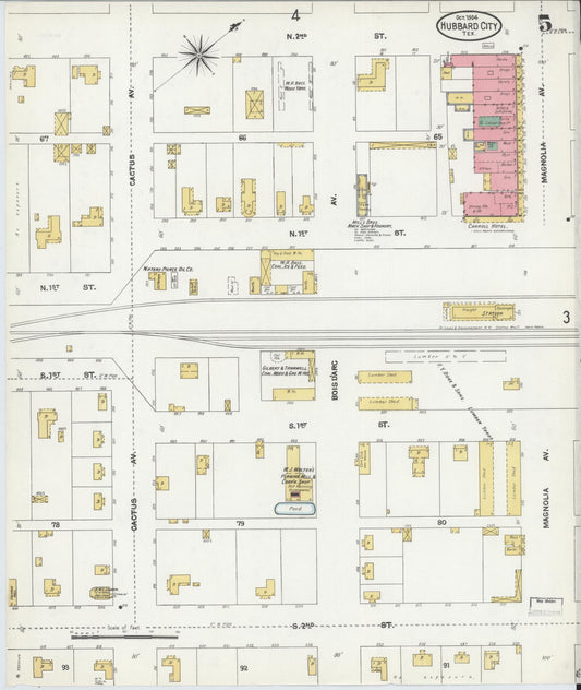 Sanborn Fire Insurance Map from Hubbard, Hill County, Texas (1904), Sheet #0005 - Historic Sanborn Fire Insurance Map Print, vintage old map wall art, antique decor, genealogy gift, Texas Texas map