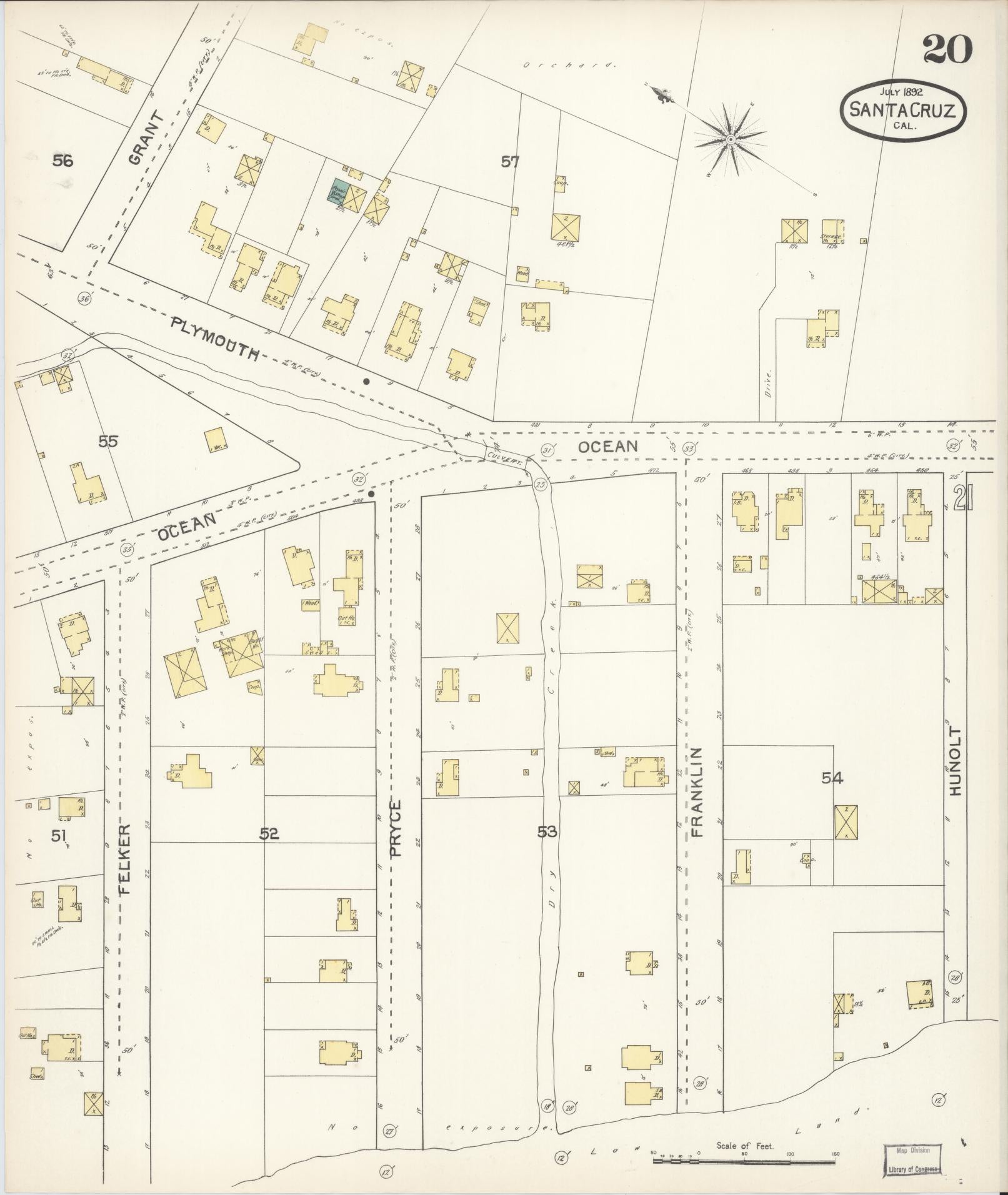 Sanborn Fire Insurance Map from Santa Cruz, Santa Cruz County, California (1892), Sheet #0020 - Complete Map Set gallery image, historic Sanborn map, vintage wall art, California California