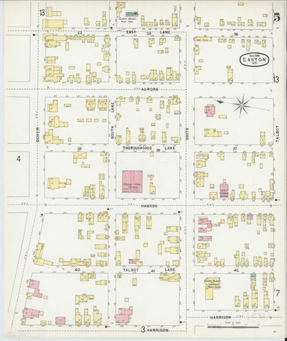 Sanborn Fire Insurance Map from Easton, Talbot County, Maryland (1896), Sheet #0005 - Complete Map Set gallery image, historic Sanborn map, vintage wall art, Maryland Maryland