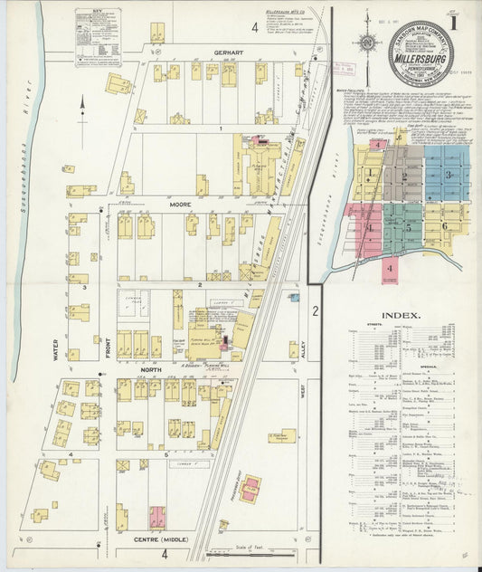 Sanborn Fire Insurance Map from Millersburg, Dauphin County, Pennsylvania (1911), Sheet #0001 - Complete Map Set gallery image, historic Sanborn map, vintage wall art, Pennsylvania Pennsylvania
