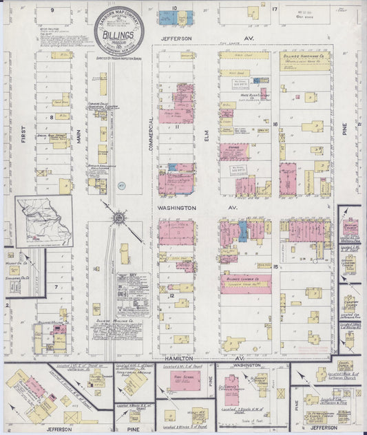Sanborn Fire Insurance Map from Billings, Christian County, Missouri (1921), Sheet #0001 - Historic Sanborn Fire Insurance Map Print, vintage old map wall art, antique decor, genealogy gift, Missouri Missouri map