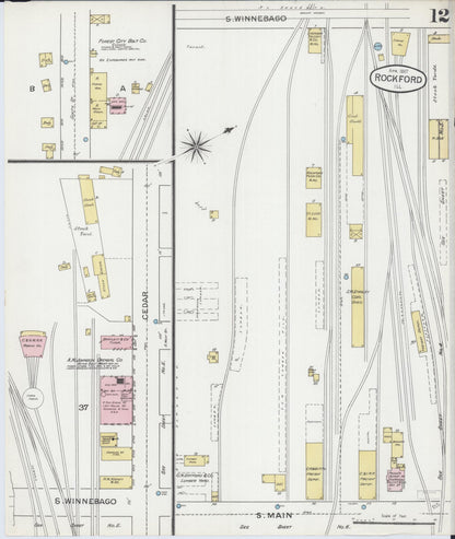 Sanborn Fire Insurance Map from Rockford, Winnebago County, Illinois (1887), Sheet #0012 - Complete Map Set gallery image, historic Sanborn map, vintage wall art, Illinois Illinois