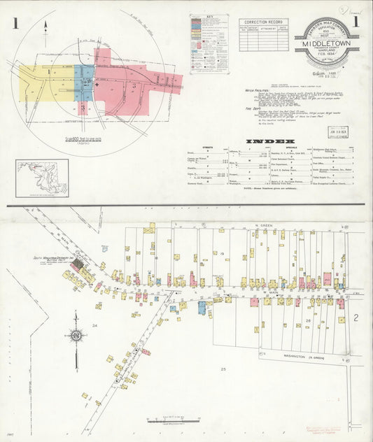 Complete Set - Frederick, Maryland - 1934 - Sanborn Fire Insurance Map (All Sheets) - Complete Set of 3 Sanborn map sheets