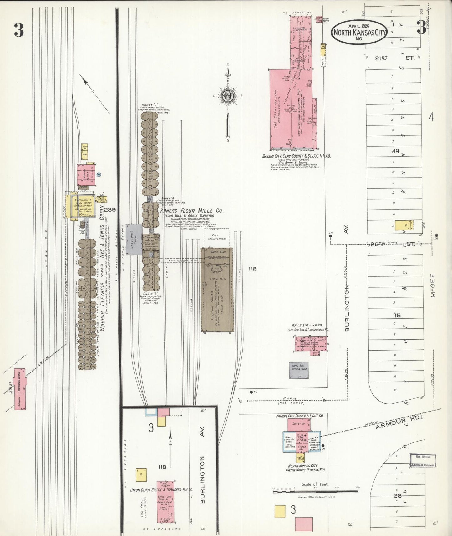 Sanborn Fire Insurance Map from North Kansas City, Clay County, Missouri (1926), Sheet #0003 - Complete Map Set gallery image, historic Sanborn map, vintage wall art, Missouri Missouri