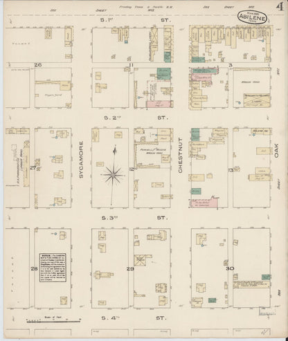 Sanborn Fire Insurance Map from Abilene, Taylor County, Texas (1885), Sheet #0004 - Historic Sanborn Fire Insurance Map Print, vintage old map wall art, antique decor, genealogy gift, Texas Texas map