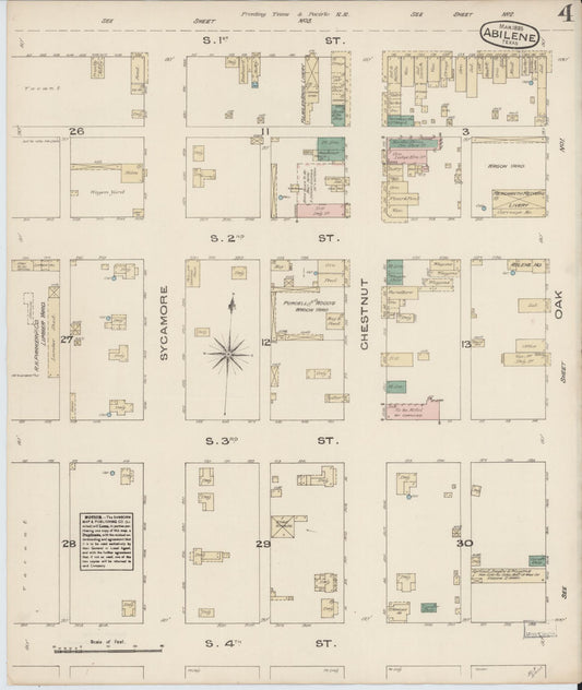 Sanborn Fire Insurance Map from Abilene, Taylor County, Texas (1885), Sheet #0004 - Historic Sanborn Fire Insurance Map Print, vintage old map wall art, antique decor, genealogy gift, Texas Texas map