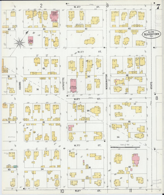Sanborn Fire Insurance Map from Beardstown, Cass County, Illinois (1900), Sheet #0007 - Historic Sanborn Fire Insurance Map Print, vintage old map wall art, antique decor, genealogy gift, Illinois Illinois map