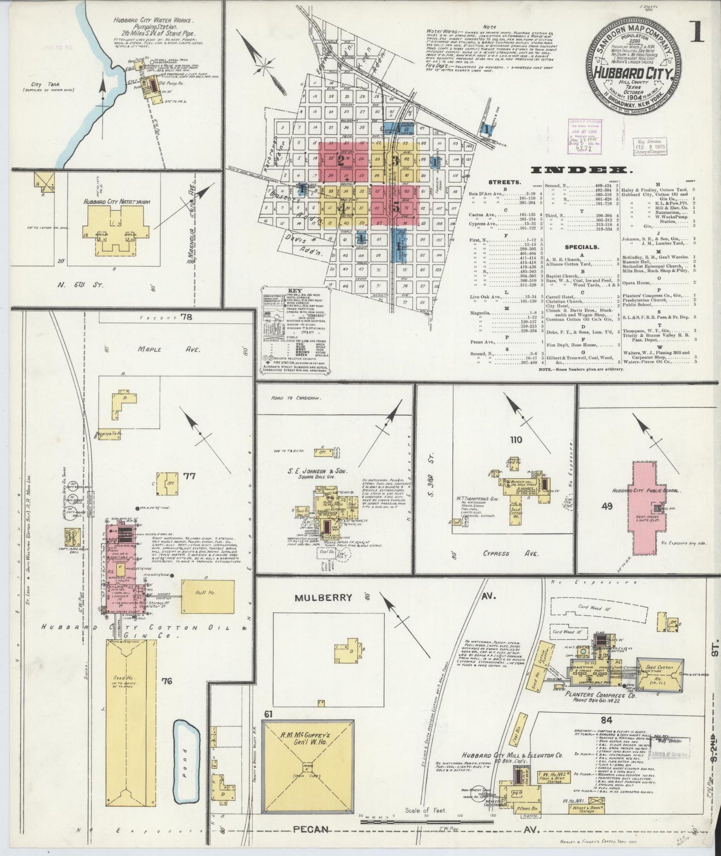 Sanborn Fire Insurance Map from Hubbard, Hill County, Texas (1904), Sheet #0001 - Historic Sanborn Fire Insurance Map Print, vintage old map wall art, antique decor, genealogy gift, Texas Texas map