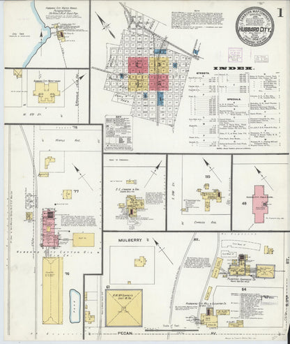 Sanborn Fire Insurance Map from Hubbard, Hill County, Texas (1904), Sheet #0001 - Historic Sanborn Fire Insurance Map Print, vintage old map wall art, antique decor, genealogy gift, Texas Texas map