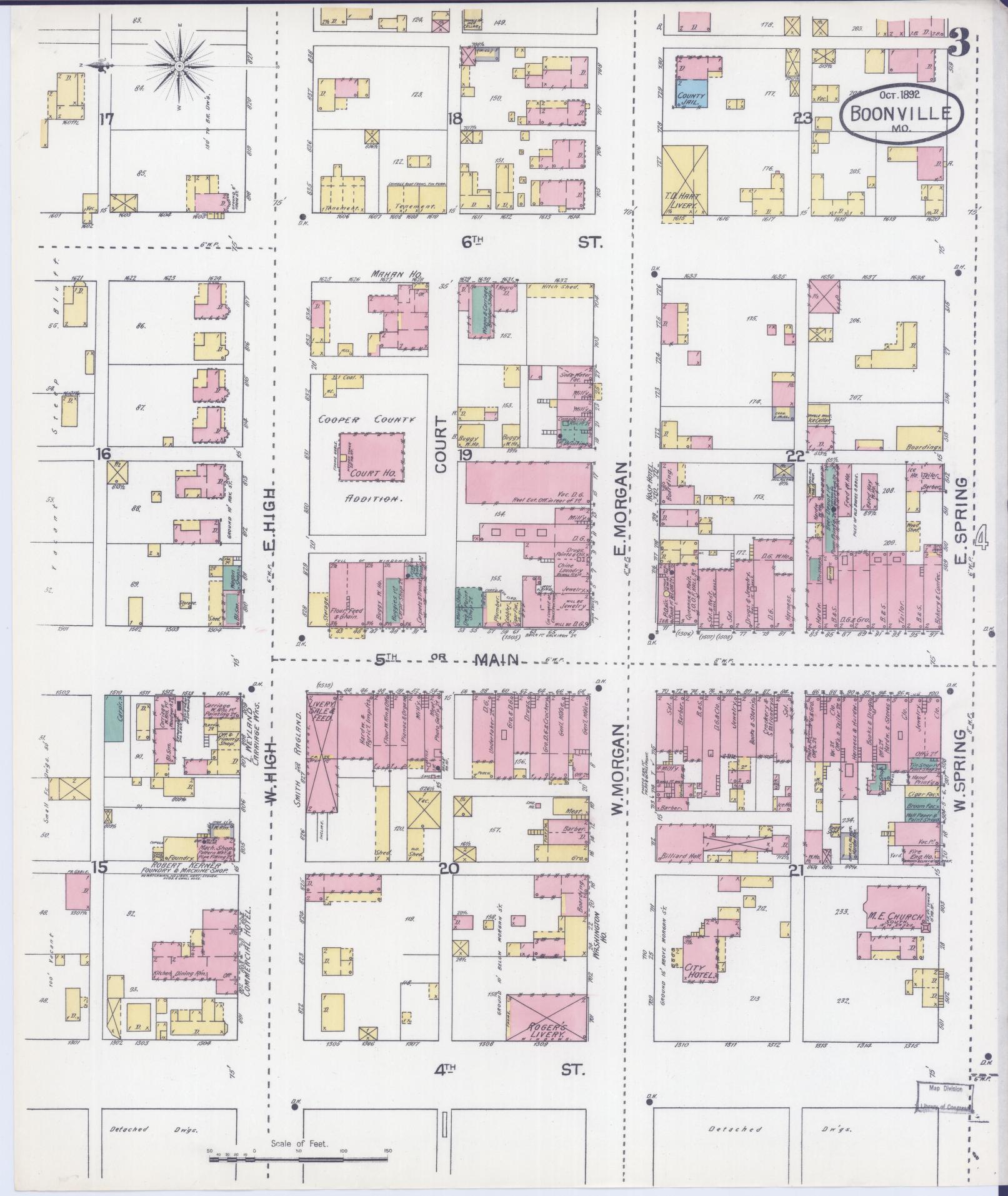 Sanborn Fire Insurance Map from Boonville, Cooper County, Missouri (1892), Sheet #0003 - Complete Map Set gallery image, historic Sanborn map, vintage wall art, Missouri Missouri