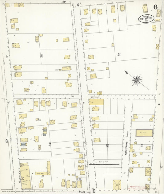 Sanborn Fire Insurance Map from Hayward, Alameda County, California (1907), Sheet #0006 - Historic Sanborn Fire Insurance Map Print, vintage old map wall art, antique decor, genealogy gift, California California map