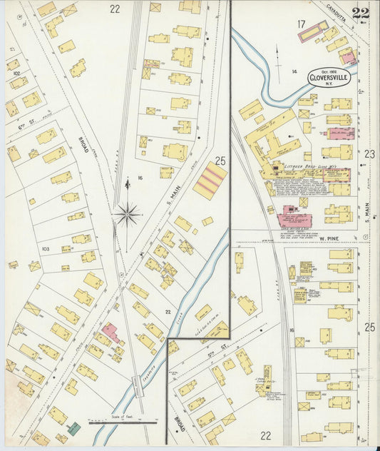 Sanborn Fire Insurance Map from Gloversville, Fulton County, New York (1902), Sheet #0022 - Historic Sanborn Fire Insurance Map Print, vintage old map wall art, antique decor, genealogy gift, New York New York map