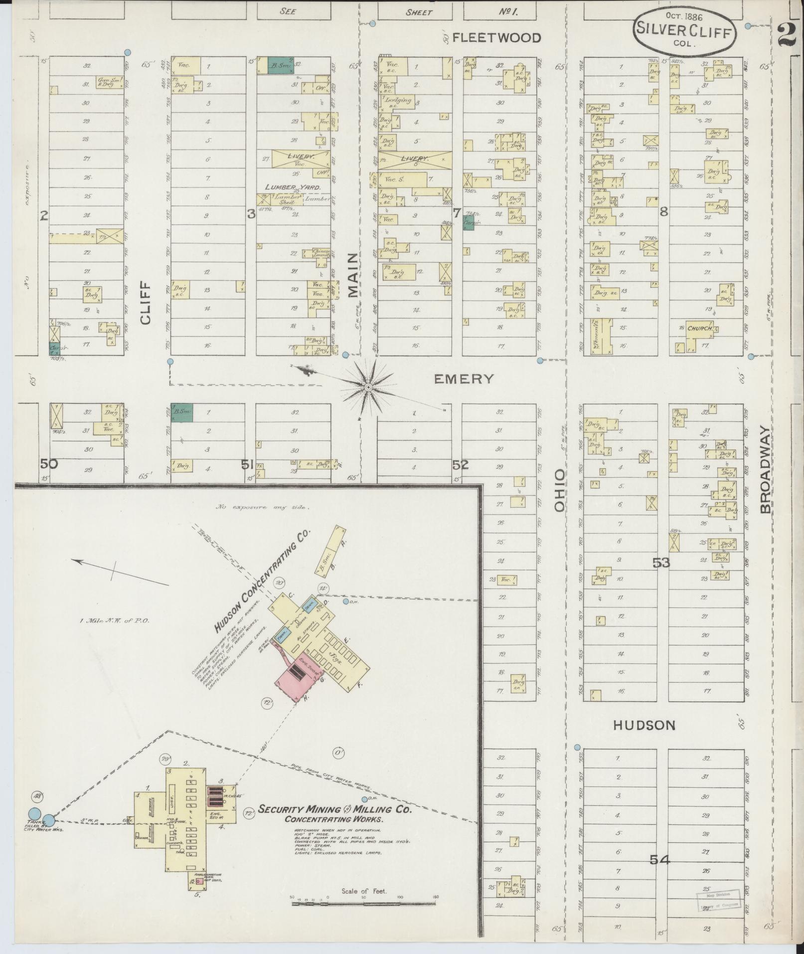 Sanborn Fire Insurance Map from Silver Cliff, Custer County, Colorado (1886), Sheet #0002 - Complete Map Set gallery image, historic Sanborn map, vintage wall art, Colorado Colorado