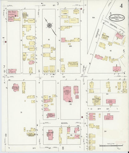 Sanborn Fire Insurance Map from Turners Falls, Franklin County, Massachusetts (1914), Sheet #0004 - Complete Map Set gallery image, historic Sanborn map, vintage wall art, Massachusetts Massachusetts