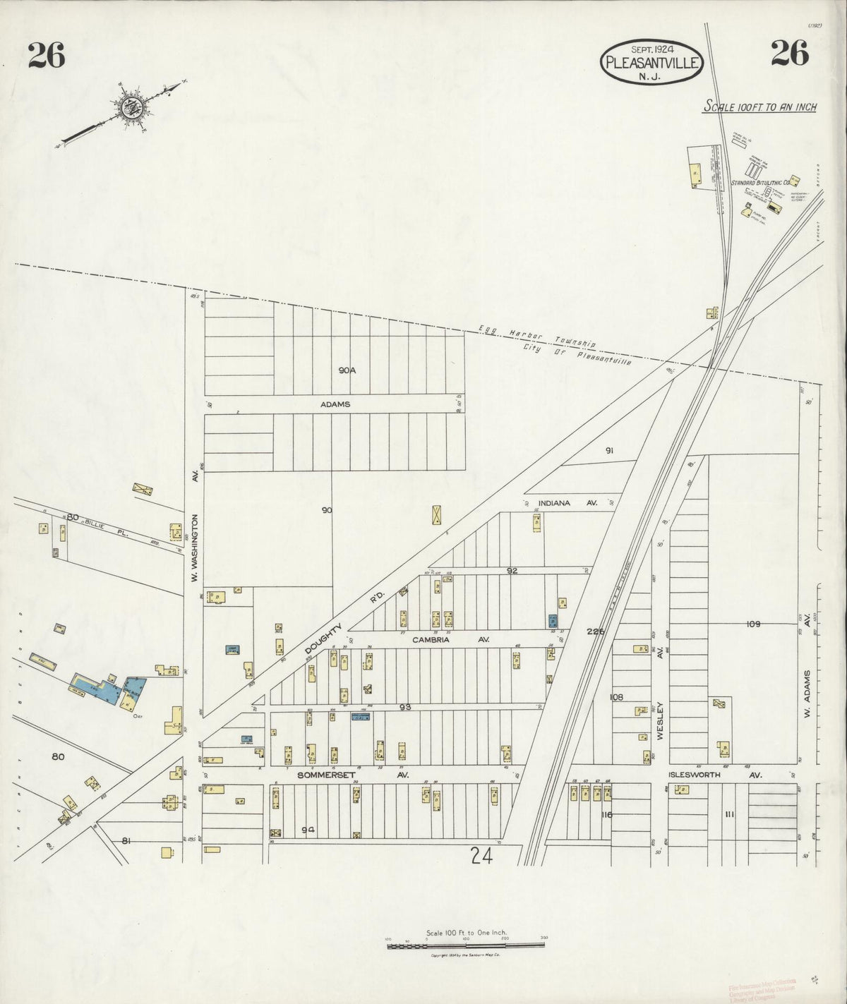 Sanborn Fire Insurance Map from Pleasantville, Atlantic County, New Jersey (1924), Sheet #0026 - Complete Map Set gallery image, historic Sanborn map, vintage wall art, New Jersey New Jersey