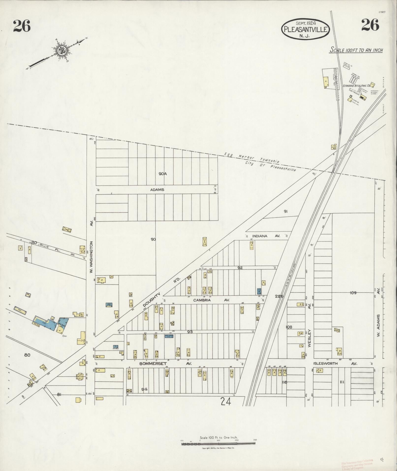 Sanborn Fire Insurance Map from Pleasantville, Atlantic County, New Jersey (1924), Sheet #0026 - Complete Map Set gallery image, historic Sanborn map, vintage wall art, New Jersey New Jersey