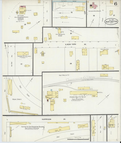 Sanborn Fire Insurance Map from Huntington, Suffolk County, New York (1897), Sheet #0006 - Historic Sanborn Fire Insurance Map Print, vintage old map wall art, antique decor, genealogy gift, New York New York map