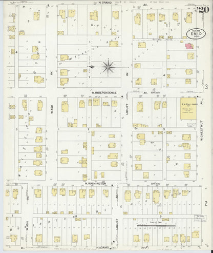Sanborn Fire Insurance Map from Enid, Garfield County, Oklahoma (1908), Sheet #0020 - Complete Map Set gallery image, historic Sanborn map, vintage wall art, Oklahoma Oklahoma