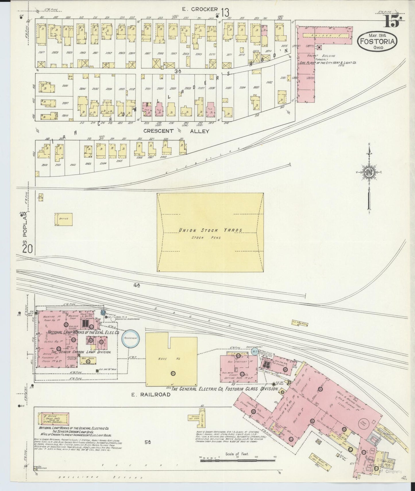 Sanborn Fire Insurance Map from Fostoria, Seneca, Hancock, And Wood Counties, Ohio (1914), Sheet #0015 - Historic Sanborn Fire Insurance Map Print, vintage old map wall art, antique decor, genealogy gift, Ohio Ohio map