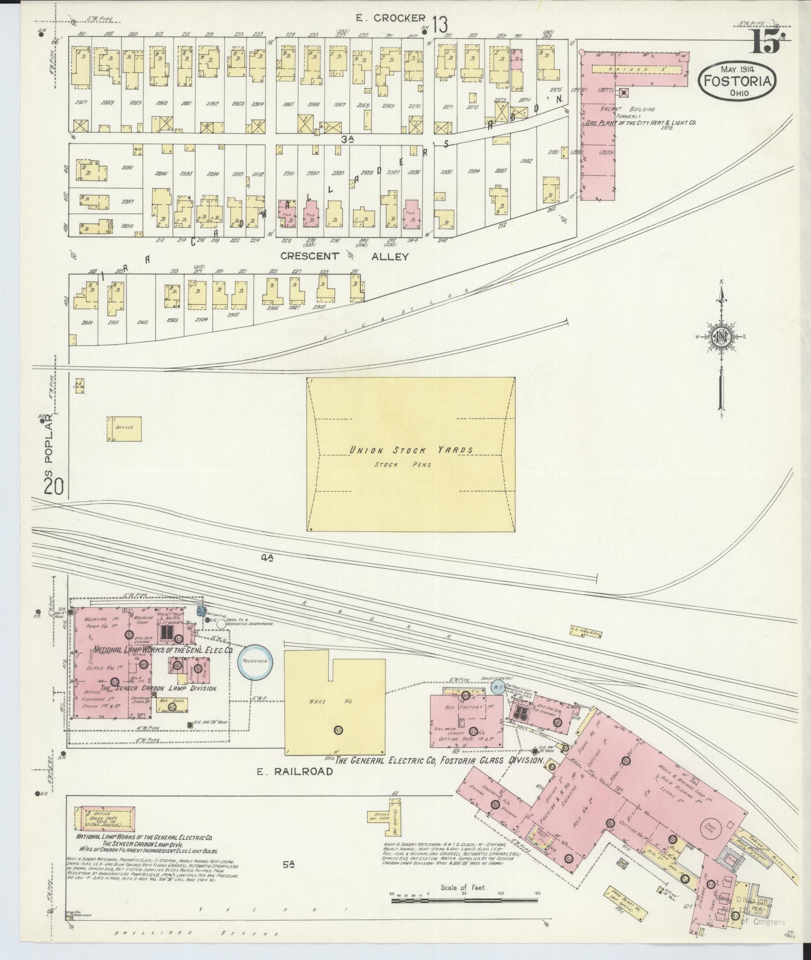 Sanborn Fire Insurance Map from Fostoria, Seneca, Hancock, And Wood Counties, Ohio (1914), Sheet #0015 - Historic Sanborn Fire Insurance Map Print, vintage old map wall art, antique decor, genealogy gift, Ohio Ohio map