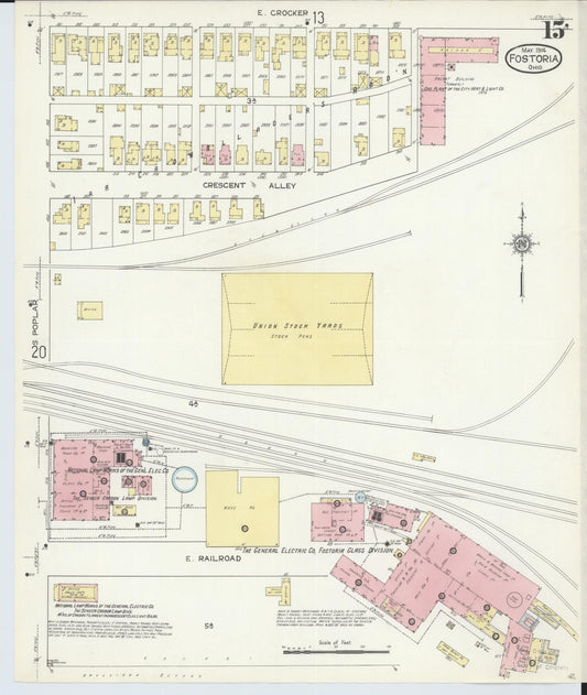 Sanborn Fire Insurance Map from Fostoria, Seneca, Hancock, And Wood Counties, Ohio (1914), Sheet #0015 - Historic Sanborn Fire Insurance Map Print, vintage old map wall art, antique decor, genealogy gift, Ohio Ohio map