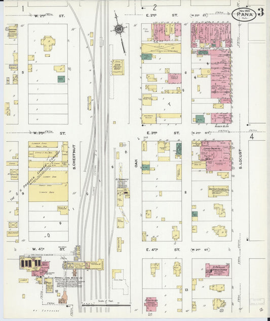 Sanborn Fire Insurance Map from Pana, Christian County, Illinois (1909), Sheet #0003 - Historic Sanborn Fire Insurance Map Print, vintage old map wall art, antique decor, genealogy gift, Illinois Illinois map