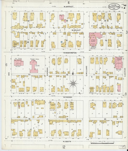 Sanborn Fire Insurance Map from Bluffton, Wells County, Indiana (1906), Sheet #0007 - Historic Sanborn Fire Insurance Map Print, vintage old map wall art, antique decor, genealogy gift, Indiana Indiana map