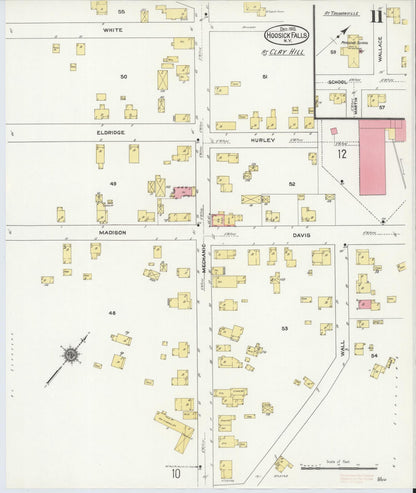 Sanborn Fire Insurance Map from Hoosick Falls, Rensselaer County, New York (1910), Sheet #0011 - Complete Map Set gallery image, historic Sanborn map, vintage wall art, New York New York