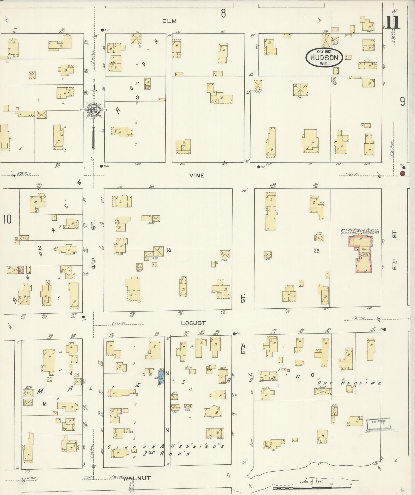 Sanborn Fire Insurance Map from Hudson, St. Croix County, Wisconsin (1912), Sheet #0011 - Historic Sanborn Fire Insurance Map Print, vintage old map wall art, antique decor, genealogy gift, Wisconsin Wisconsin map