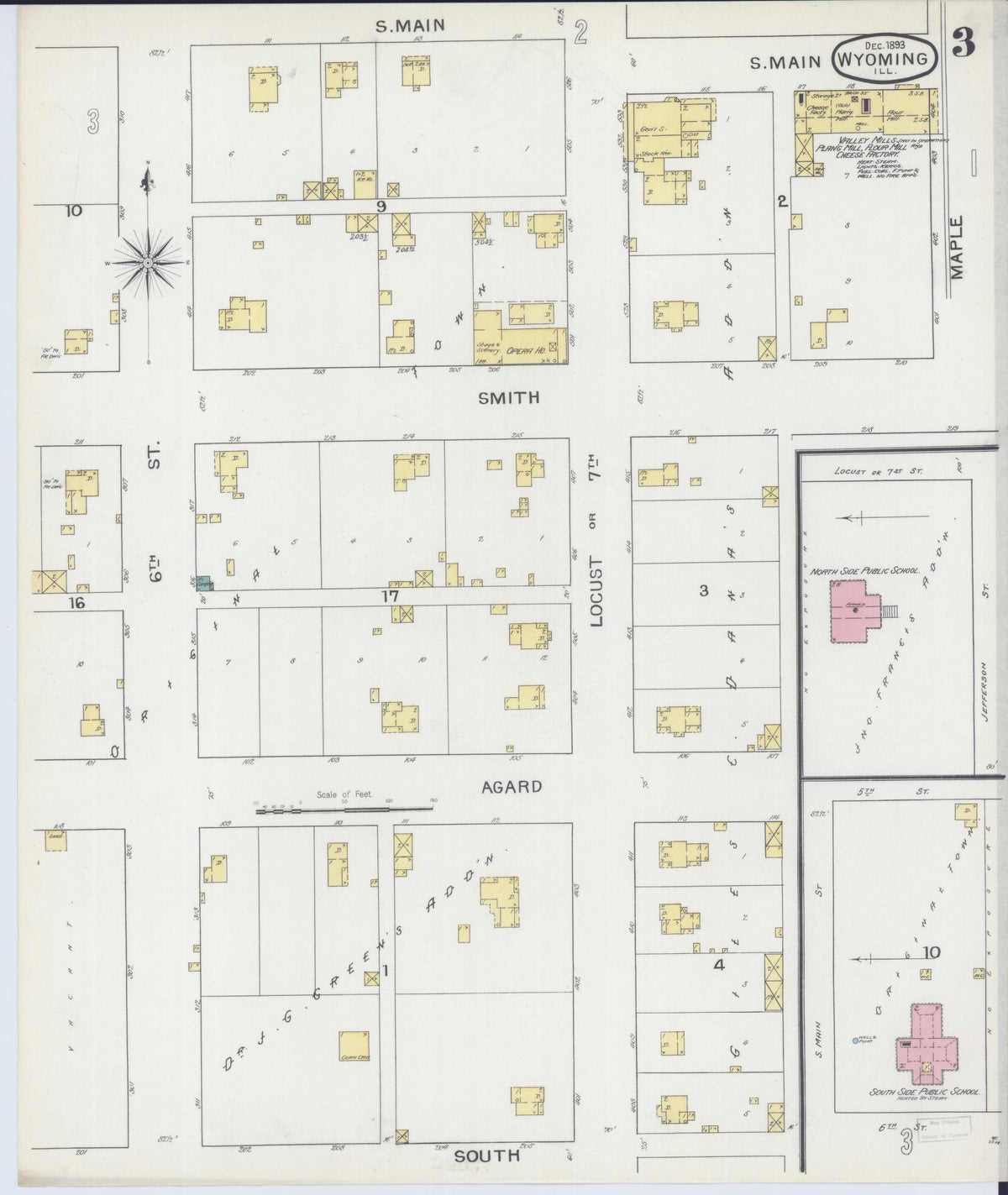 Sanborn Fire Insurance Map from Wyoming, Stark County, Illinois (1893), Sheet #0003 - Complete Map Set gallery image, historic Sanborn map, vintage wall art, Wyoming Wyoming