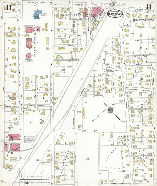 Sanborn Fire Insurance Map from Brownwood, Brown County, Texas (1923), Sheet #0011 - Historic Sanborn Fire Insurance Map Print, vintage old map wall art, antique decor, genealogy gift, Texas Texas map
