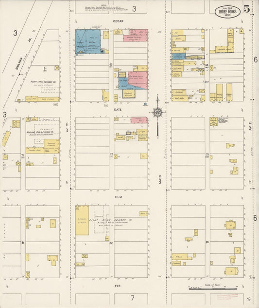 Sanborn Fire Insurance Map from Three Forks, Gallatin County, Montana (1914), Sheet #0005 - Historic Sanborn Fire Insurance Map Print, vintage old map wall art, antique decor, genealogy gift, Montana Montana map