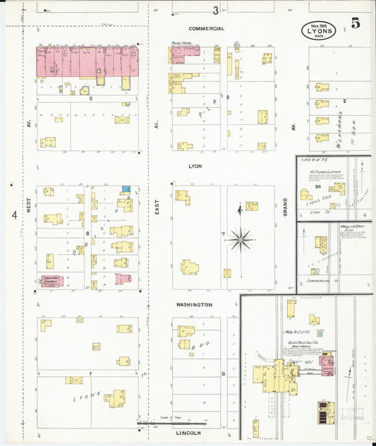 Sanborn Fire Insurance Map from Lyons, Rice County, Kansas (1905), Sheet #0005 - Historic Sanborn Fire Insurance Map Print, vintage old map wall art, antique decor, genealogy gift, Kansas Kansas map