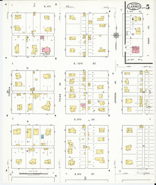 Sanborn Fire Insurance Map from Larned, Pawnee County, Kansas (1920), Sheet #0005 - Historic Sanborn Fire Insurance Map Print, vintage old map wall art, antique decor, genealogy gift, Kansas Kansas map