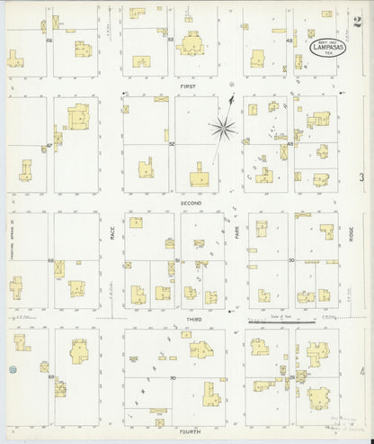 Sanborn Fire Insurance Map from Lampasas, Lampasas County, Texas (1907), Sheet #0002 - Complete Map Set gallery image, historic Sanborn map, vintage wall art, Texas Texas