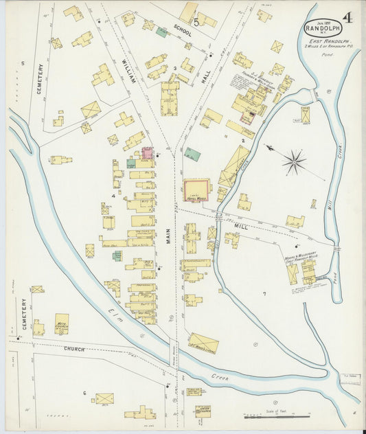 Sanborn Fire Insurance Map from Randolph, Cattaraugus County, New York (1897), Sheet #0004 - Historic Sanborn Fire Insurance Map Print, vintage old map wall art, antique decor, genealogy gift, New York New York map
