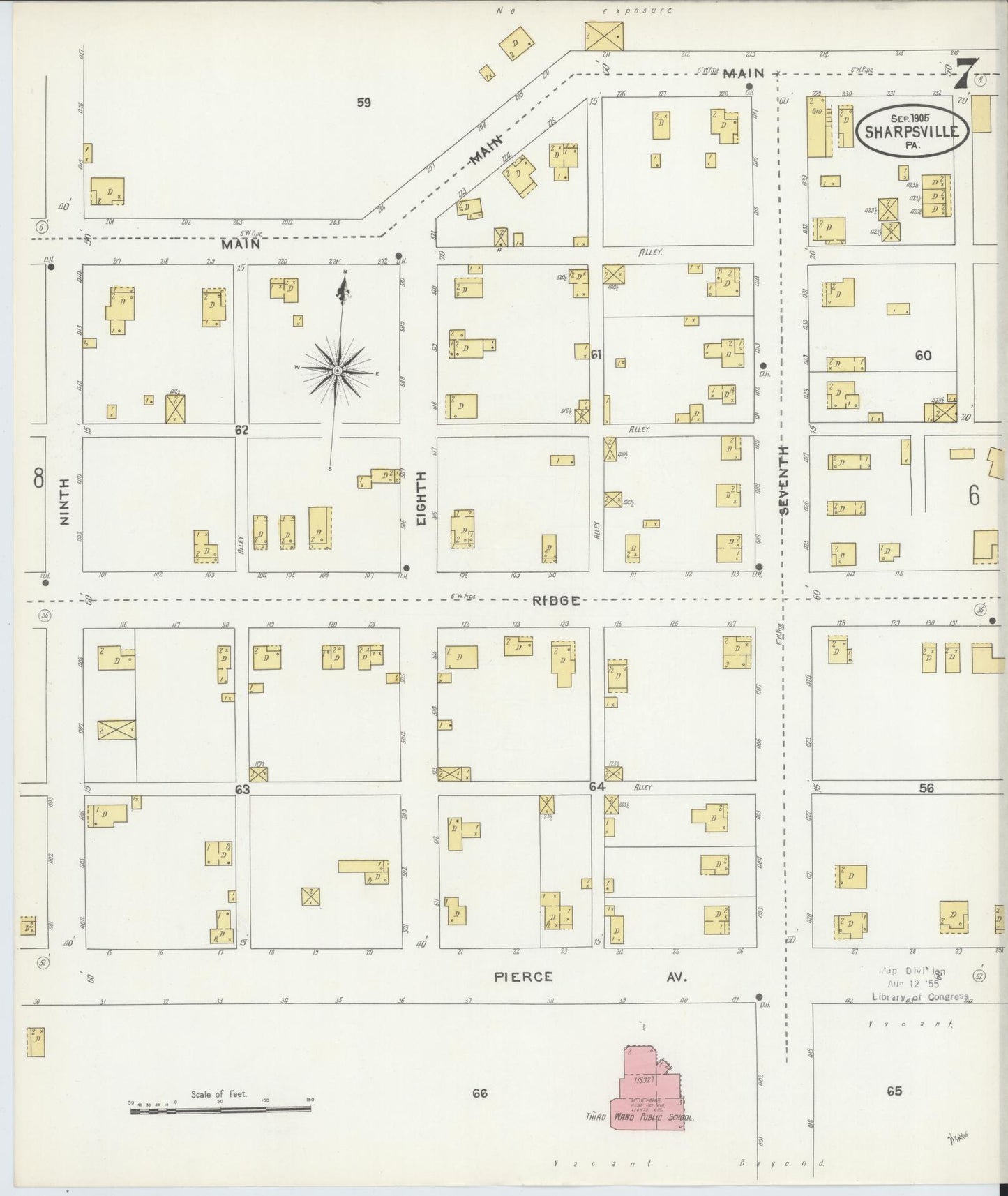 Sanborn Fire Insurance Map from Sharpsville, Mercer County, Pennsylvania (1905), Sheet #0007 - Complete Map Set gallery image, historic Sanborn map, vintage wall art, Pennsylvania Pennsylvania