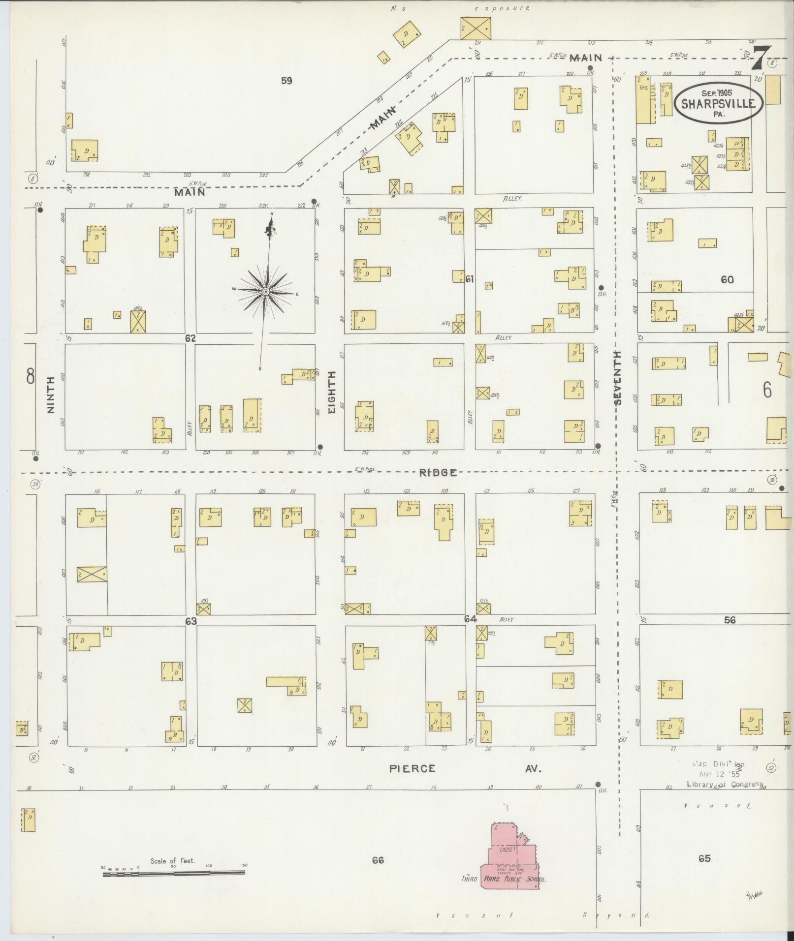 Sanborn Fire Insurance Map from Sharpsville, Mercer County, Pennsylvania (1905), Sheet #0007 - Complete Map Set gallery image, historic Sanborn map, vintage wall art, Pennsylvania Pennsylvania