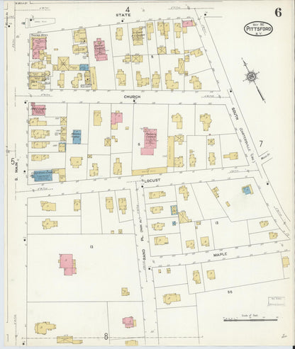 Sanborn Fire Insurance Map from Pittsford, Monroe County, New York (1912), Sheet #0006 - Complete Map Set gallery image, historic Sanborn map, vintage wall art, New York New York