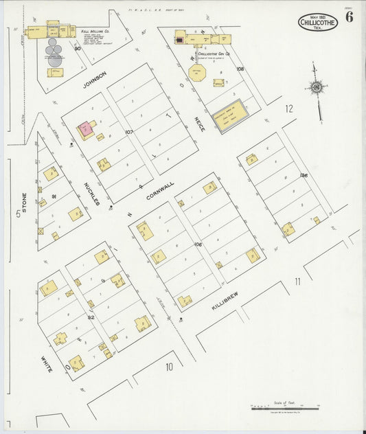 Sanborn Fire Insurance Map from Chillicothe, Hardeman County, Texas (1921), Sheet #0006 - Historic Sanborn Fire Insurance Map Print, vintage old map wall art, antique decor, genealogy gift, Texas Texas map