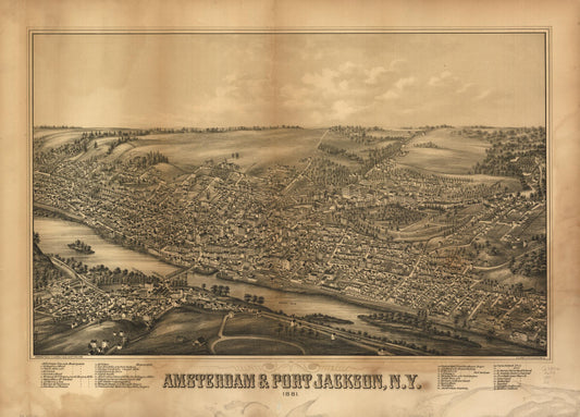 Amsterdam & Port Jackson, N.Y. (1881) – Historic Bird’s-Eye View Panorama Print