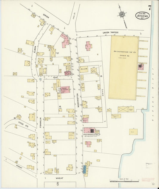 Sanborn Fire Insurance Map from Athens, Greene County, New York (1912), Sheet #0007 - Historic Sanborn Fire Insurance Map Print, vintage old map wall art, antique decor, genealogy gift, New York New York map