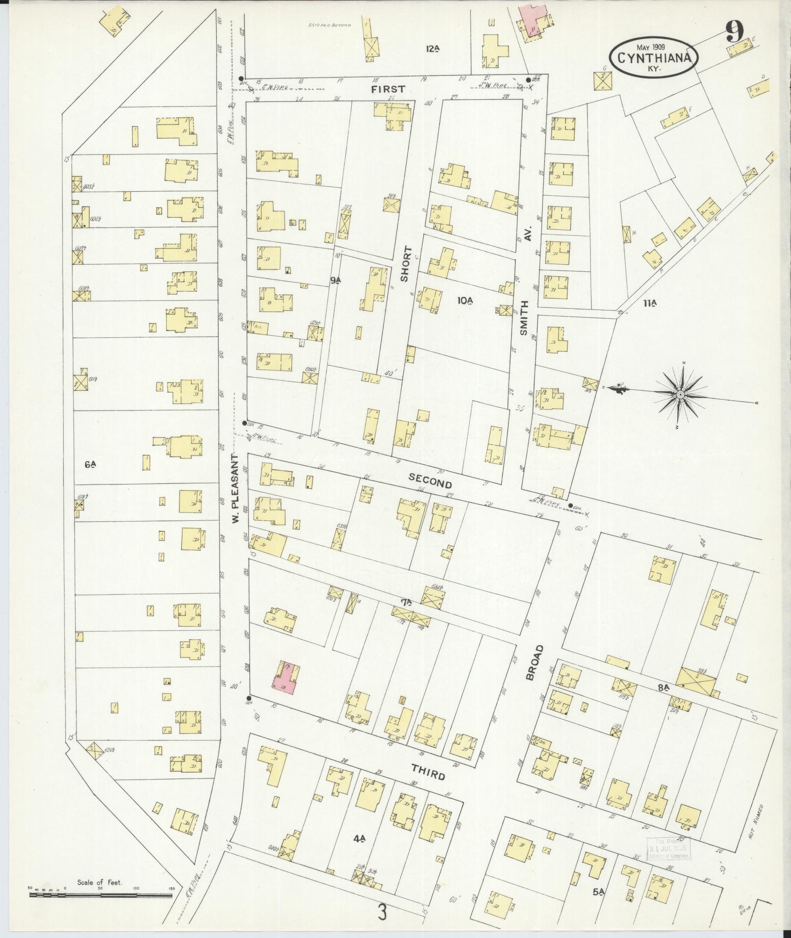 Sanborn Fire Insurance Map from Cynthiana, Harrison County, Kentucky (1909), Sheet #0009 - Complete Map Set gallery image, historic Sanborn map, vintage wall art, Kentucky Kentucky