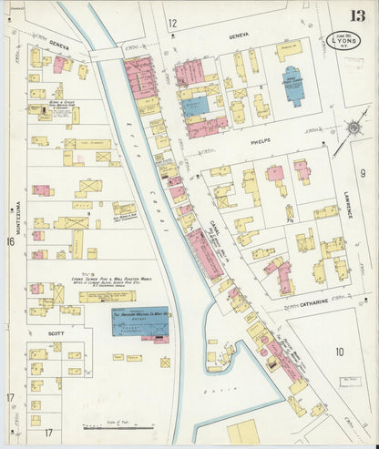 Sanborn Fire Insurance Map from Lyons, Wayne County, New York (1911), Sheet #0013 - Complete Map Set gallery image, historic Sanborn map, vintage wall art, New York New York