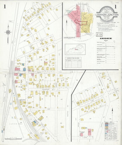 Sanborn Fire Insurance Map from Lebanon Junction, Bullitt County, Kentucky (1933), Sheet #0001 - Complete Map Set gallery image, historic Sanborn map, vintage wall art, Kentucky Kentucky