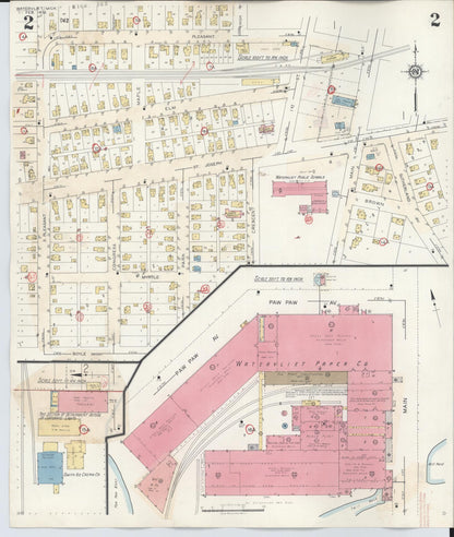 Sanborn Fire Insurance Map from Watervliet, Berrien County, Michigan (1942), Sheet #0002 - Historic Sanborn Fire Insurance Map Print, vintage old map wall art, antique decor, genealogy gift, Michigan Michigan map