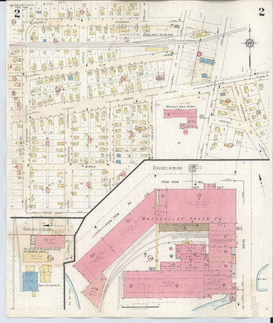 Sanborn Fire Insurance Map from Watervliet, Berrien County, Michigan (1942), Sheet #0002 - Historic Sanborn Fire Insurance Map Print, vintage old map wall art, antique decor, genealogy gift, Michigan Michigan map