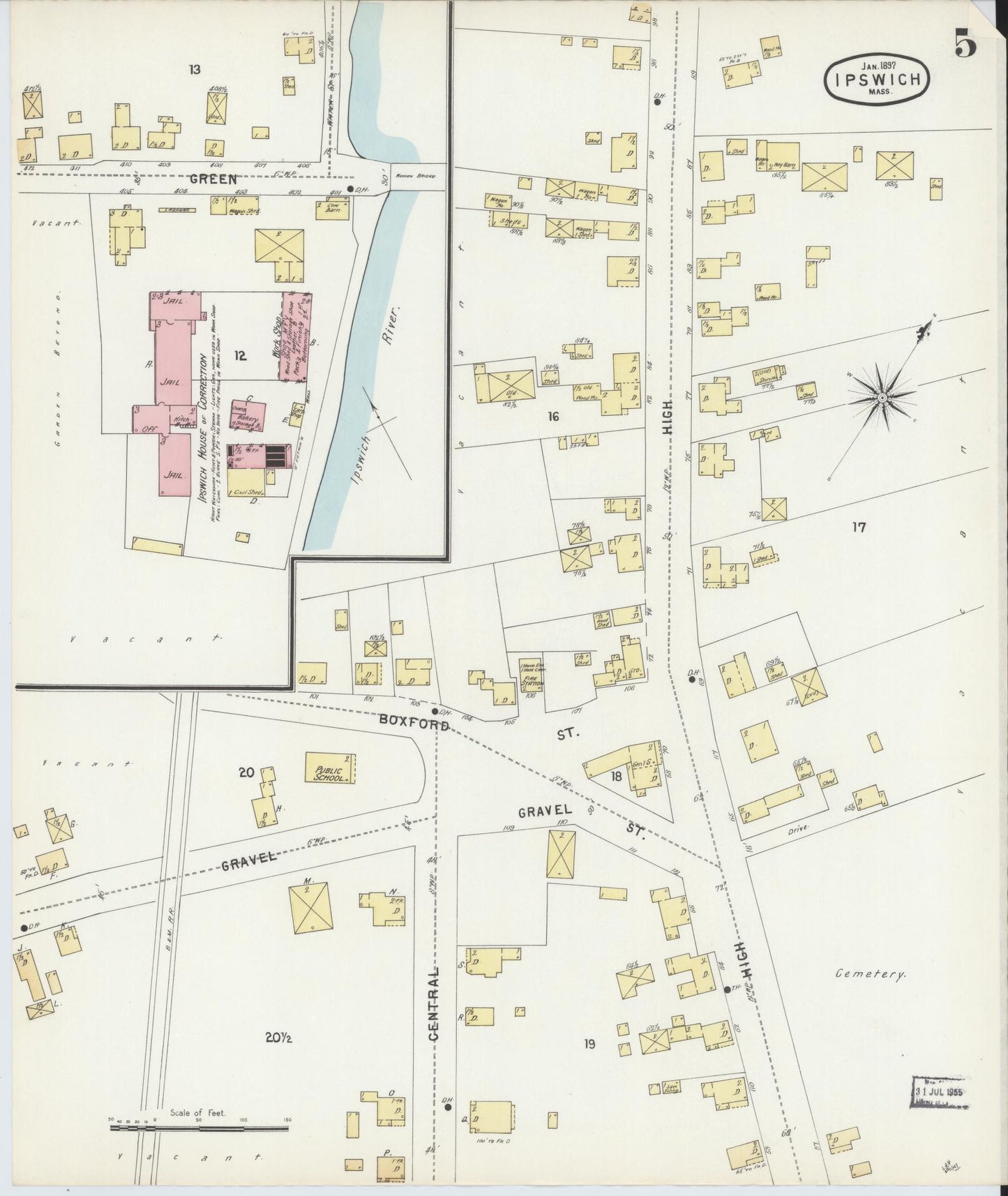 Sanborn Fire Insurance Map from Ipswich, Essex County, Massachusetts (1897), Sheet #0005 - Complete Map Set gallery image, historic Sanborn map, vintage wall art, Massachusetts Massachusetts