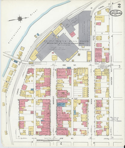 Sanborn Fire Insurance Map from Leechburg, Armstrong County, Pennsylvania (1919), Sheet #0002 - Historic Sanborn Fire Insurance Map Print, vintage old map wall art, antique decor, genealogy gift, Pennsylvania Pennsylvania map