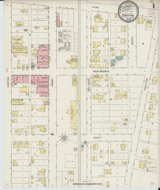 Sanborn Fire Insurance Map from Sikeston, Scott County, Missouri (1895), Sheet #0001 - Complete Map Set gallery image, historic Sanborn map, vintage wall art, Missouri Missouri